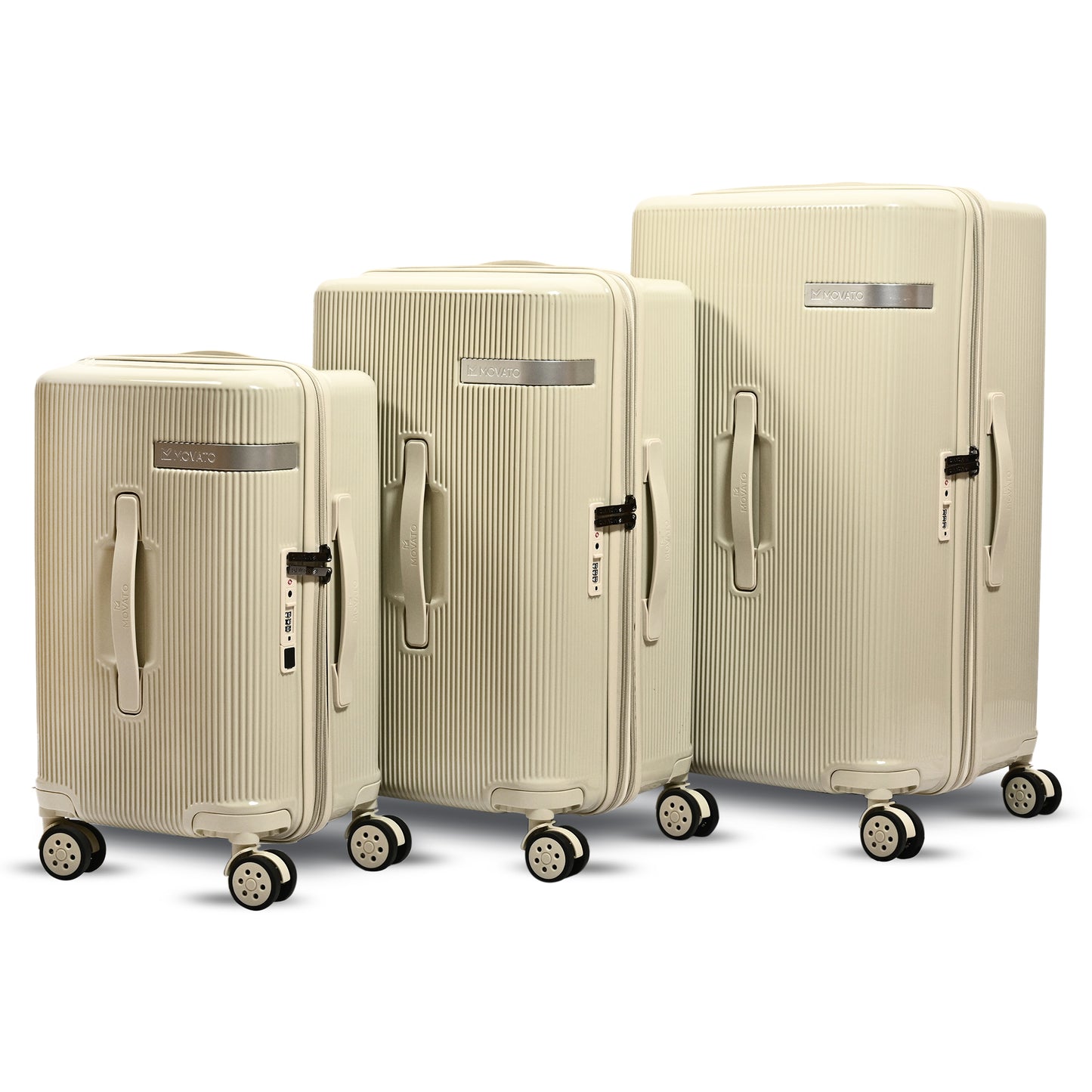 Movato Austin Trolley Bag - Set of 3(Cabin + Medium + Large)