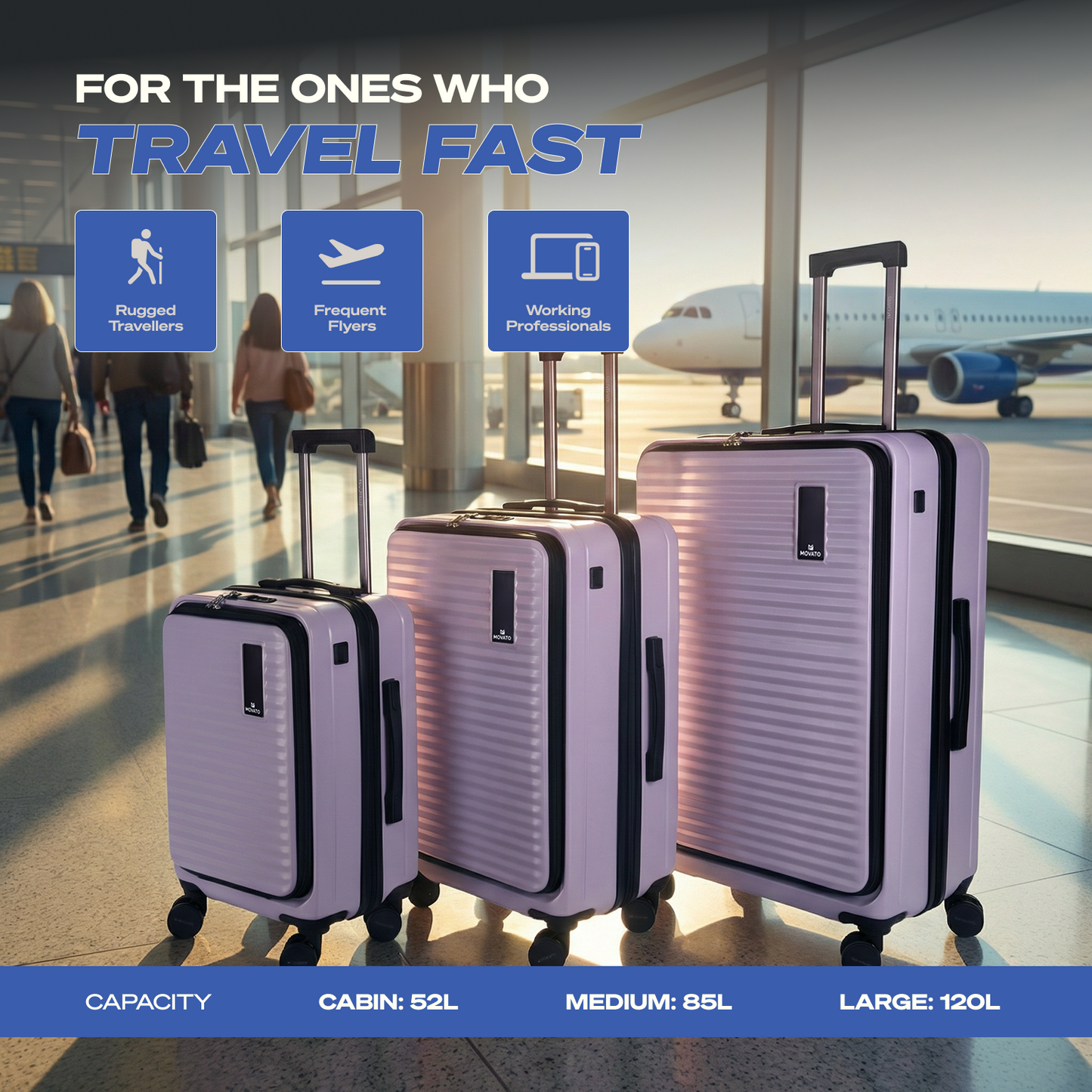 Movato Orlando Trolley Bag - Set of 3